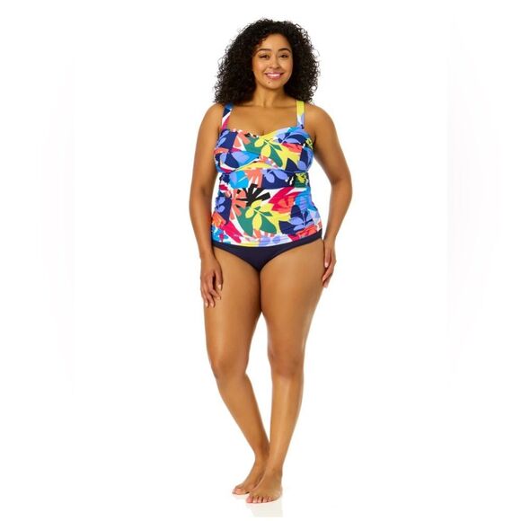 Anne Cole Women Plus Tropic Stamp Twist Bandeaukini Swim Top 36Dd NWT in package - Picture 4 of 7